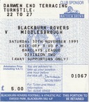 Blackburn v Boro Match Ticket