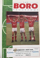 Boro v West Ham Matchday Programme