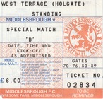 Boro v Manchester United Match Ticket