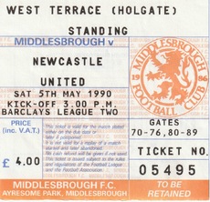 Boro v Newcastle Utd Match Ticket