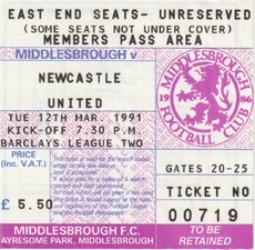 Boro v Newcastle Match Ticket