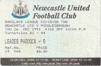 Newcastle v Boro Match Ticket