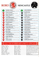 Boro v Newcastle Utd Match Programme