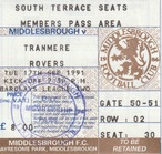 Boro v Tranmere Match Ticket